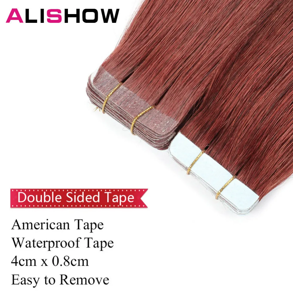 Alishow, накладные человеческие волосы на ленте, двойные нарисованные волосы remy, прямые, невидимые, уток кожи, ПУ волосы на ленте для наращивания