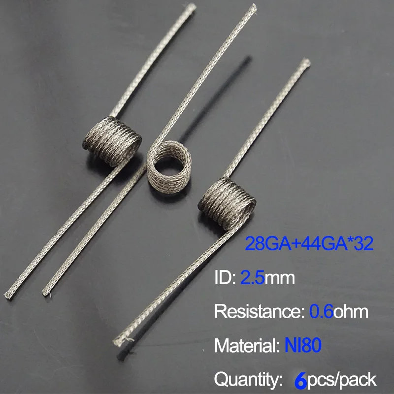 Сверхтонкий DIY MTL Предварительно Построенная катушка Ni80/A1/SS316L Плавленая катушка clapton mtl для manta RTA TANK/RDA/RDTA