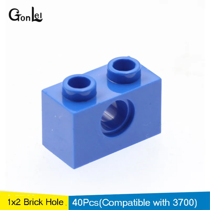 40 шт./лот TECHNIC/механический 1x2 Вал отверстия мостового кирпича MOC DIY Блок Собрать