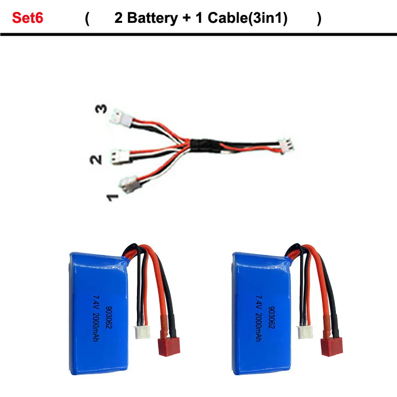 Высокое качество 7,4 в 2000 мАч 2S Lipo Батарея для WLtoys A959-B A969-B A979-B K929B RC пустыня Грузовик Авто Запчасти для запасных Запчасти зарядное устройство - Цвет: Set6