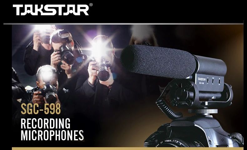 Takstar SGC-598 фотографии интервью дробовик микрофон для Nikon Canon DSLR камера видеокамера Vloggers/Videomaker