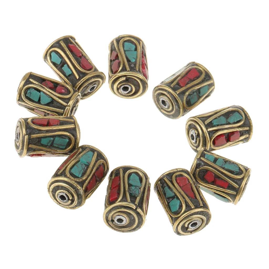 10 шт Овальные цилиндрические медные зеркальные латунные бусины для изготовления