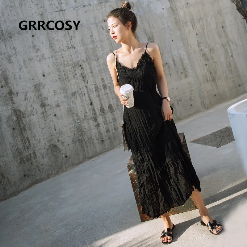 GRRCOSY шифоновое для будущих мам длинное платье на бретелях беременных