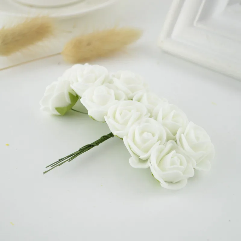 white 144 шт., искусственные цветы для дома, свадьбы, украшение автомобиля, помпон для гирлянды «сделай сам», свадебный цветок, искусственные цветы, мини-пенные искусственные розы - Цвет: white