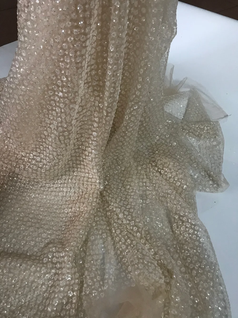Горячая Распродажа кружевная ткань с блестками высокого качества блестящая