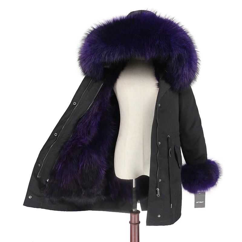OFTBUY пальто с натуральным мехом енота, капюшон с манжетами, подкладка из лисьего меха, зимняя куртка, Женская длинная парка, водонепроницаемая верхняя одежда, новинка