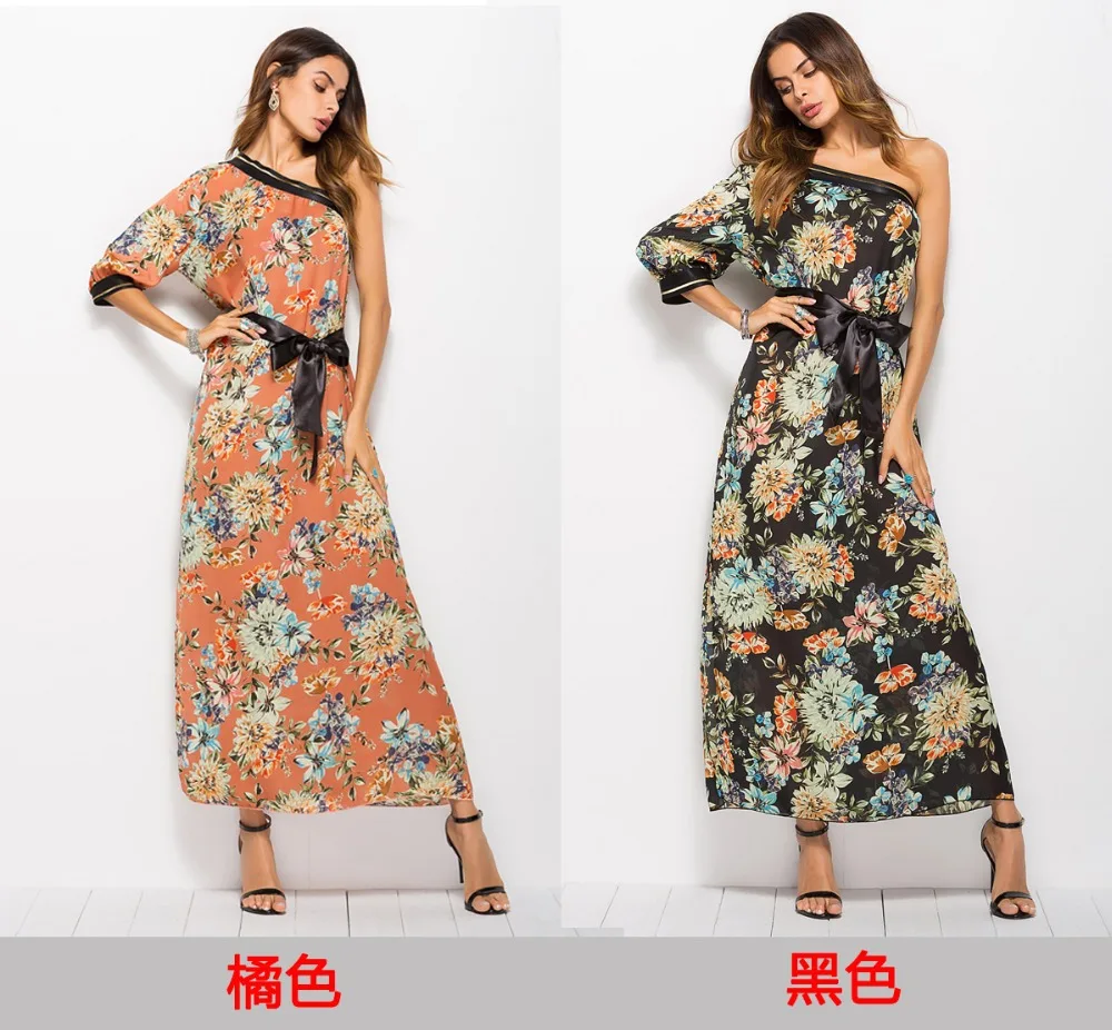 Новинка Европа и США Amazon AliExpress богемное охотничье платье без бретелек с одним