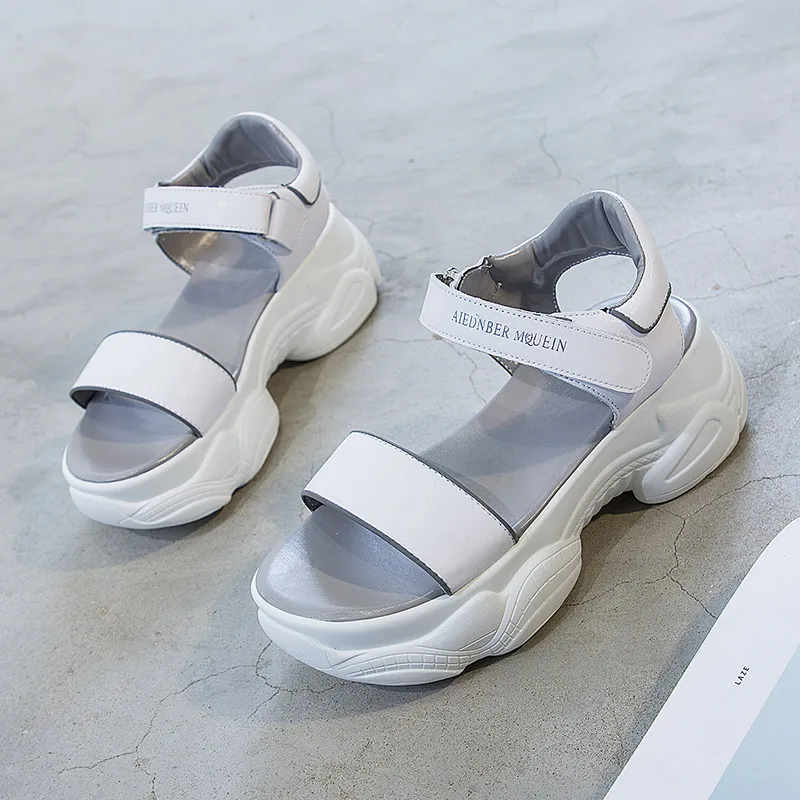 Пляжные сандалии на платформе Женская обувь из натуральной кожи Женские