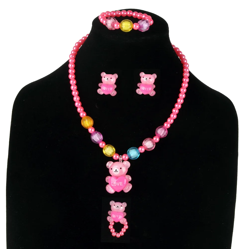 Ожерелье/браслет/кольцо/серьги для маленьких девочек с мультяшными животными