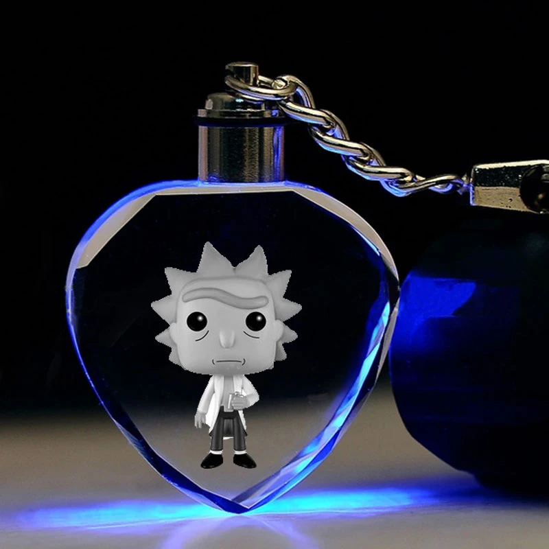 Rick Scientist crazy marty, светодиодный брелок в форме сердца, брелок с логотипом и фигуркой, Хрустальная игрушка, брелок, светильник, брелок, подарки, новинка - Цвет: see chart