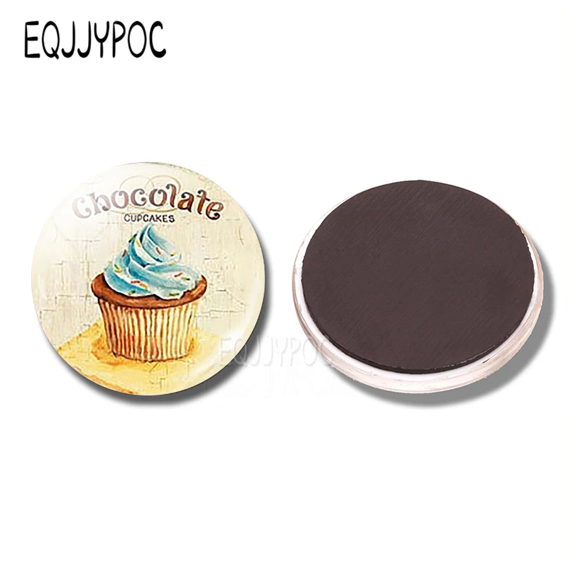 Подарочный магнит на холодильник для шоколада капкейков 30 мм стеклянный купол