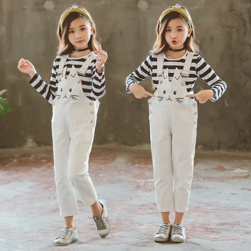 Комплект одежды для девочек подростков футболка и комбинезон детей ясельного