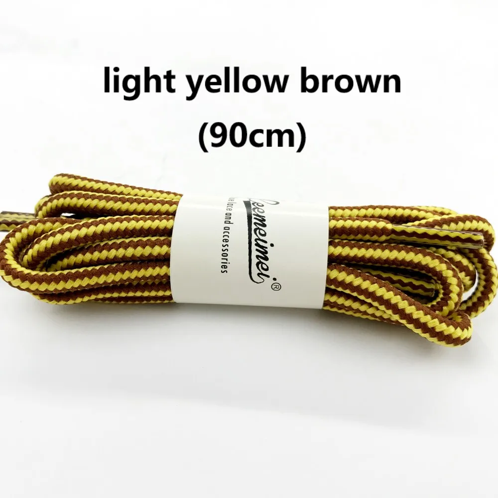 light yellow brown 1 пара 90 см модный бренд полиэстер тапки обуви кружева двойной полосатый Плетеный Круглый шнурки наивысшего качества - Цвет: light yellow brown