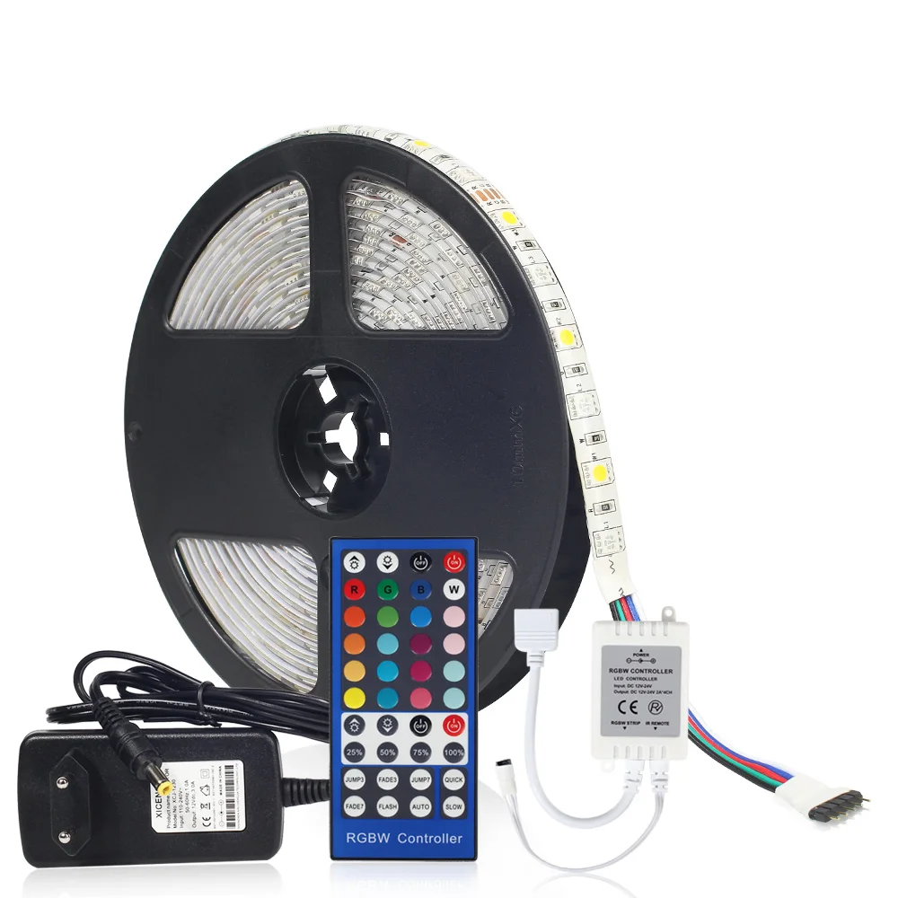Светодиодные ленты 5050 RGB RGBW rgbww 60 Светодиодный s/m 5 м с ИК-пульт 12 V 3A адаптер DC12V 5050 Светодиодные ленты свет комплект