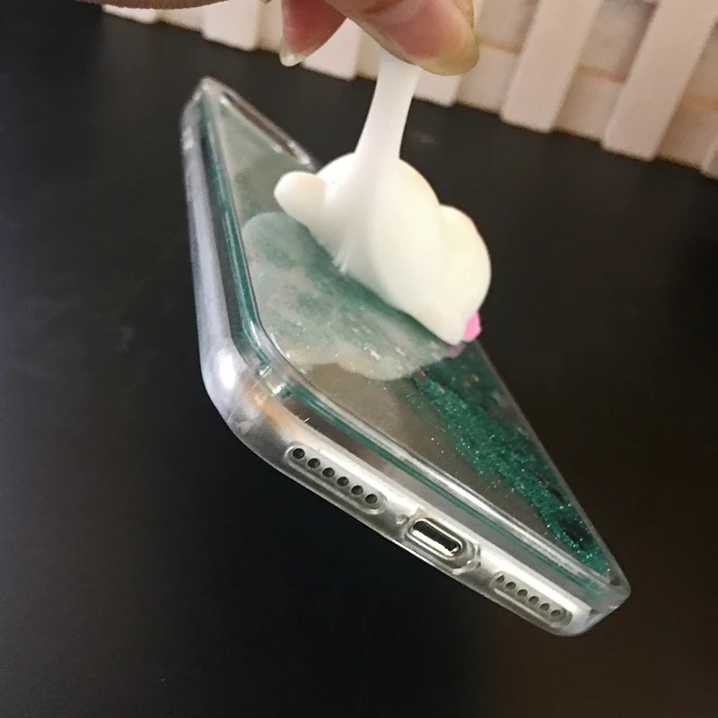 Squishy телефон чехол для iPhone 5S случае 3D Кот с сияющими блестками жидкость зыбучие