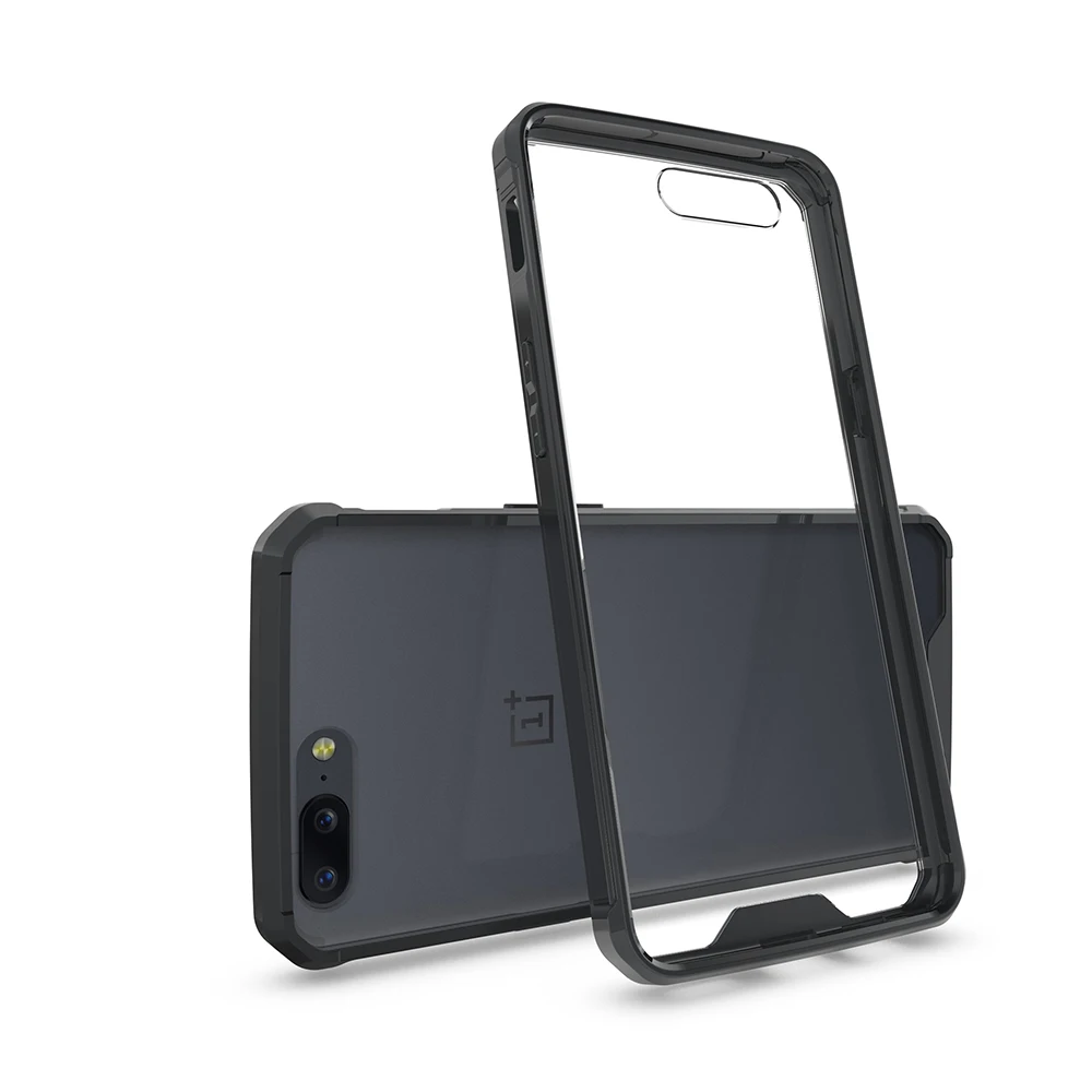 Ясно Назад ПК + ТПУ чехол для OnePlus 5 Case Прозрачный anti-fingerprint УИКТ-скольжения Shoockproof