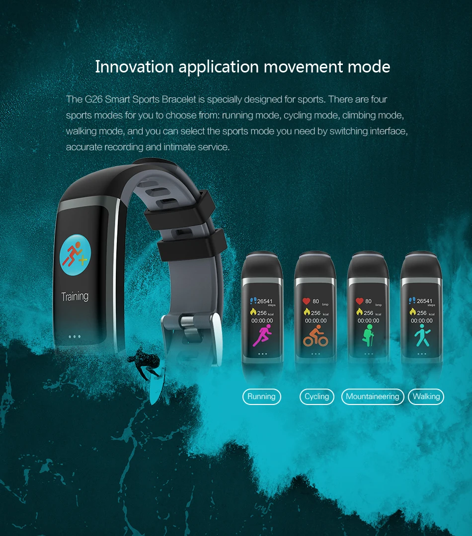 G26 фитнес браслет пульсометр кровяное давление Смарт часы для мужчин смарт