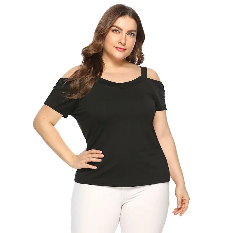 Suvance 2019 Повседневная летняя Xl-4xl с v-образным вырезом 2 размера женская футболка