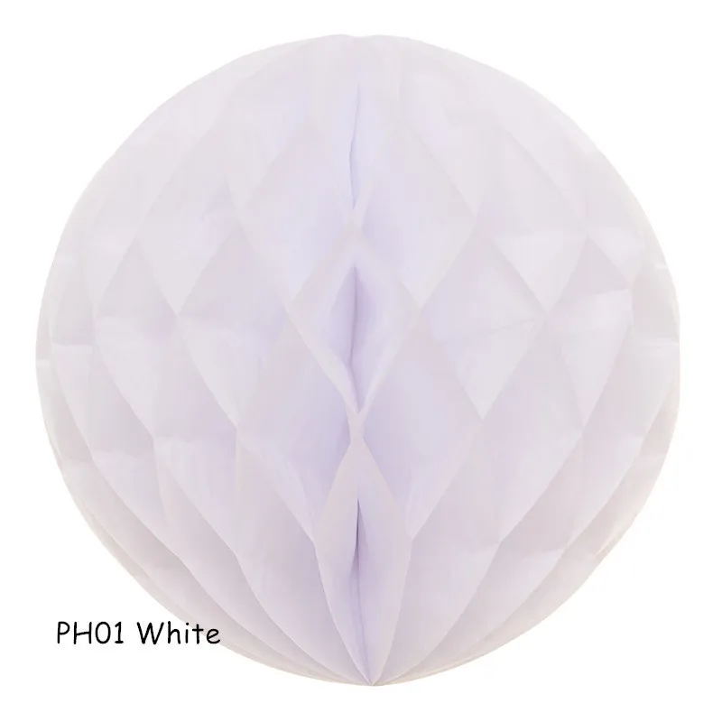 PH01 White 10/15/20/25/30 см декоративные круглые бумажные салфетки соты шарики фонарики для Свадьбы Decoraions День рождения Baby Shower поставки - Цвет: PH01 White