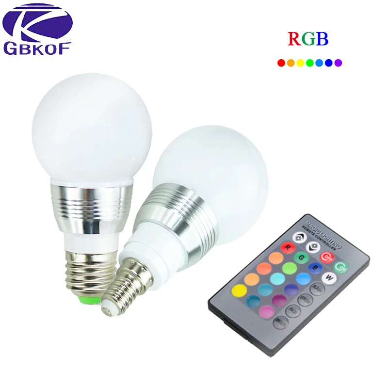 3 Вт, 5 Вт, 7 Вт, 10 Вт, RGB led лампа, светильник, E14, E27, пузырьковый шар, лампа, AC85-265V, волшебный праздник, bombilla, Светодиодный точечный светильник, лампа+ ИК-пульт дистанционного управления