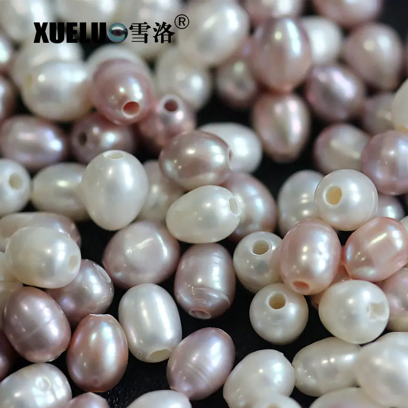 XUELUO 20pcs/pack 7-8mm Oval (Rice) Natural Real Cultured Freshwater Large Hole Pearl Beads Wholesale for DIY leather jewelry | Украшения и