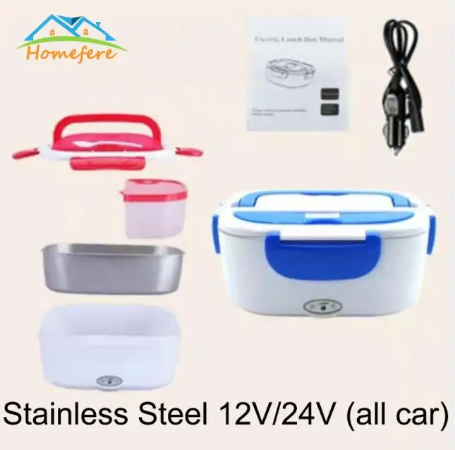 Stainless Steel Car 1.5L 110V/220V Portable Electrical Lunch Box Office School Car Lunchbox Kids Heated Lunch Box bento Food Container Free Shipping - Color: Stainless Steel Car