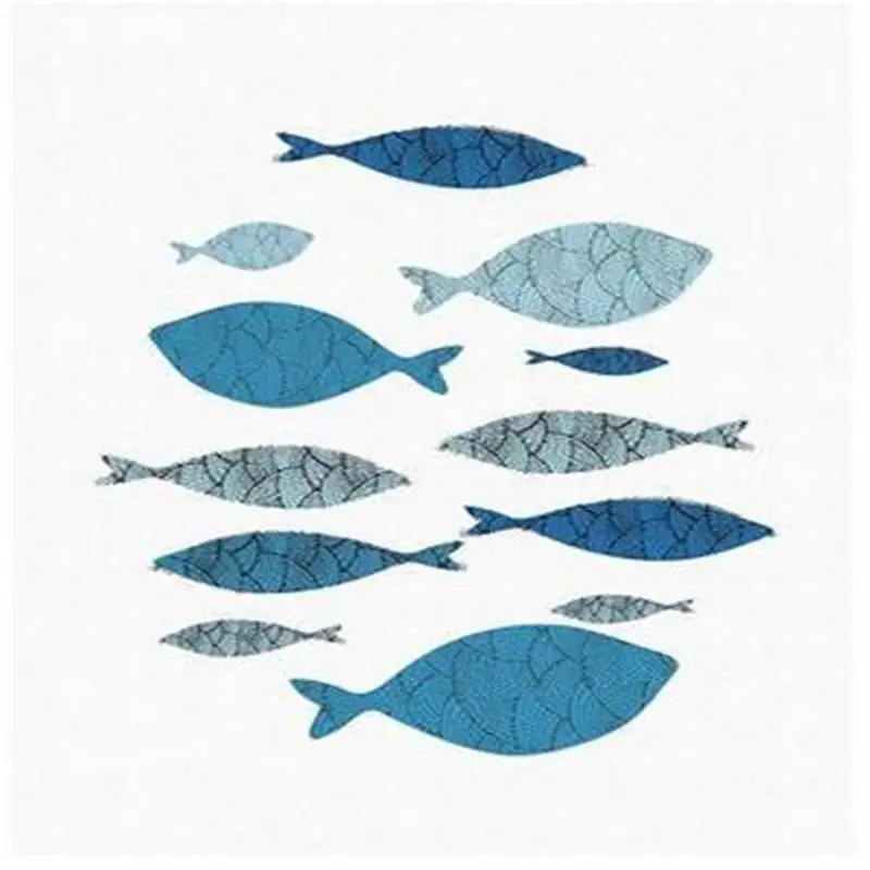 Современная синяя рыба художественный постер печать нанесение краски