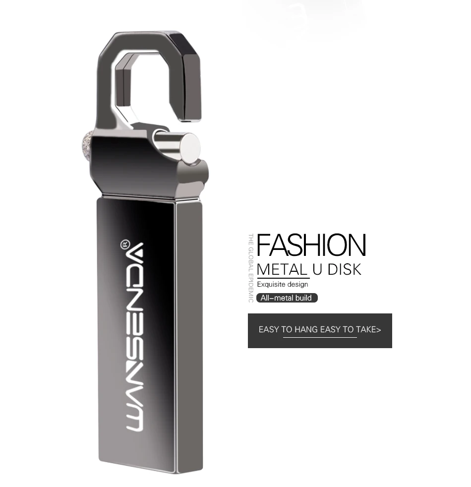 Металлические USB флеш-накопители Wansenda, 128 ГБ, 64 ГБ, 32 ГБ, 16 ГБ, 8 ГБ, 4 Гб, высокоскоростные флеш-накопители USB 2,0, u-образная флешка, флеш-накопитель USB