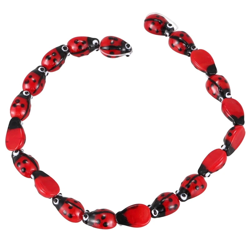20 шт божья коровка лампворк стеклянные бусины Красный 15x10 мм | Украшения и