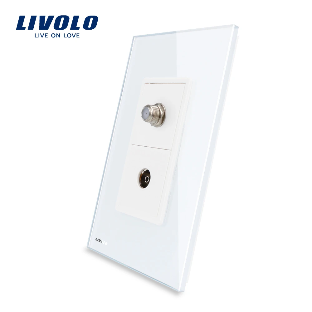 Livolo US/AU стандартный роскошный ТВ и SATV розетка с белым жемчугом хрустального