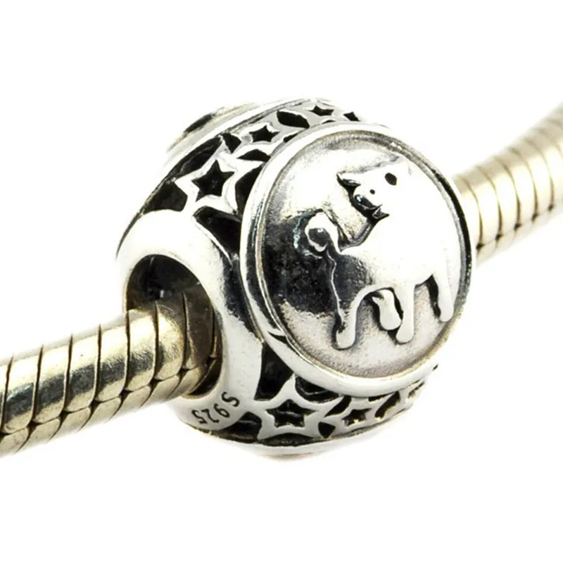 Аутентичные бусины из стерлингового серебра 925 пробы знак звезды Тельца подвеска