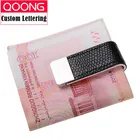 QOONG Портативный кожаный тонкий кошелек с клипсой для денег, кошелек для карманных клипсов, денежный зажим, держатель, металлический держатель для денег, зажим для купюр, держатель для купюр, держатель для денег, держатель для купюр, держатель для денег, держатель для денег