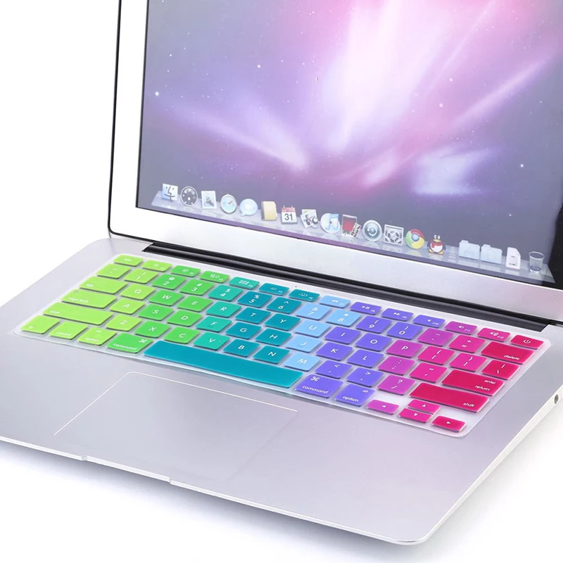 Силиконовый чехол с радужной клавиатурой защитный Для iMac Macbook Pro 13 дюймов и 15