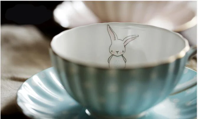 Китайский британский черный чайный стаканчик с кроликом милая кофейная чашка