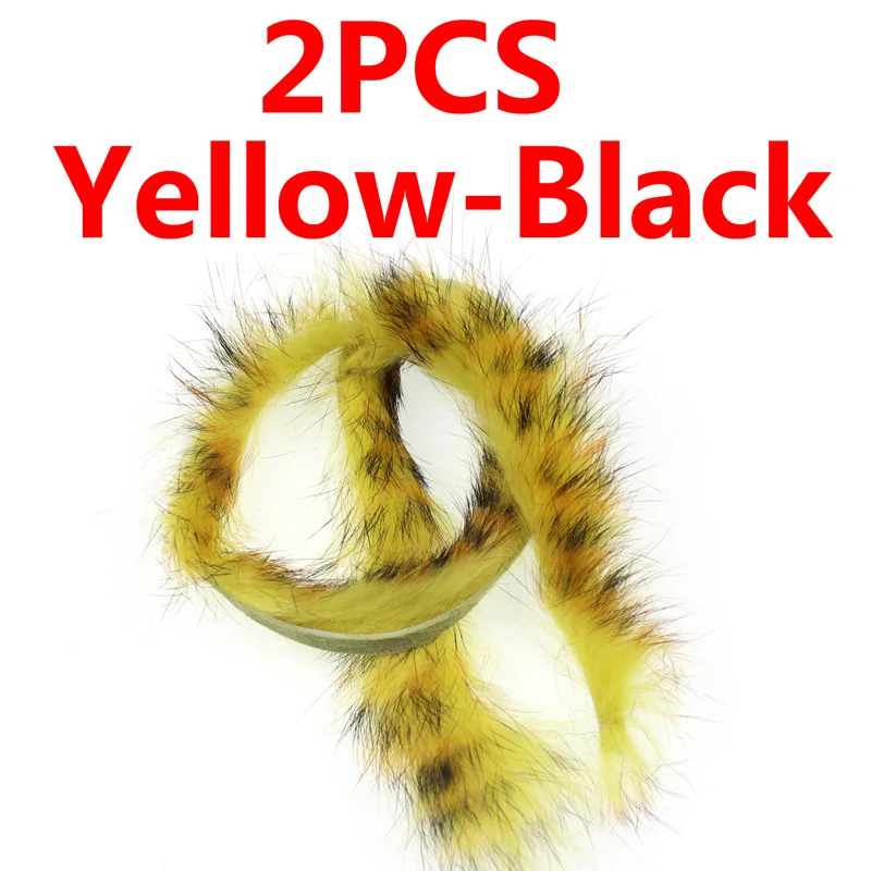 2PCS Yellow-Black Wifreo 2 шт Кролик Мех заяц Zonker полоски для завязывания мух Zonker Minnow стримеры Рыболовные Мухи приманки материал многоцветные - Цвет: 2PCS Yellow-Black