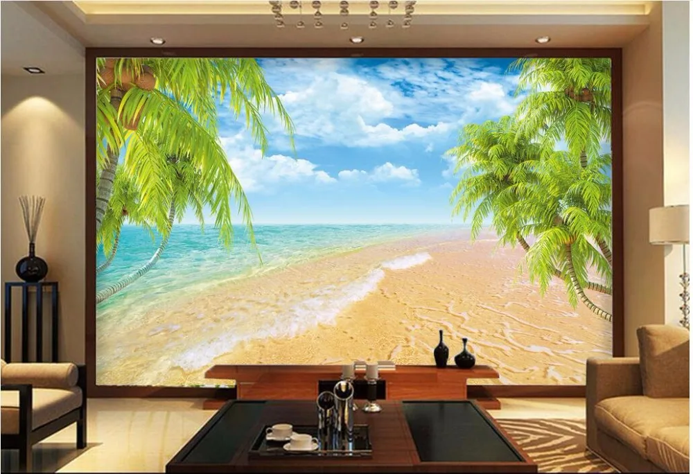 3d обои на заказ фотообои море пляж пальмы картина комната живопись настенные