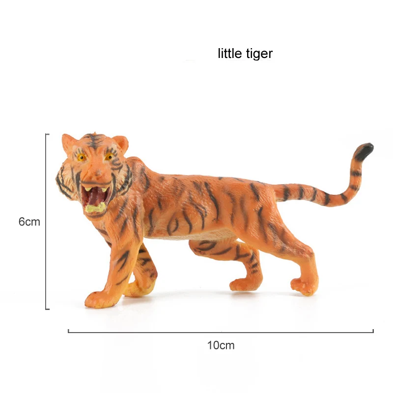 little tiger Детские игрушки, пластиковая фигурка животного из зоопарка, олень, леопард, бегемот, медведь, модель животного, мини-фигурка, набор, аксессуары для домашнего декора - Цвет: little tiger