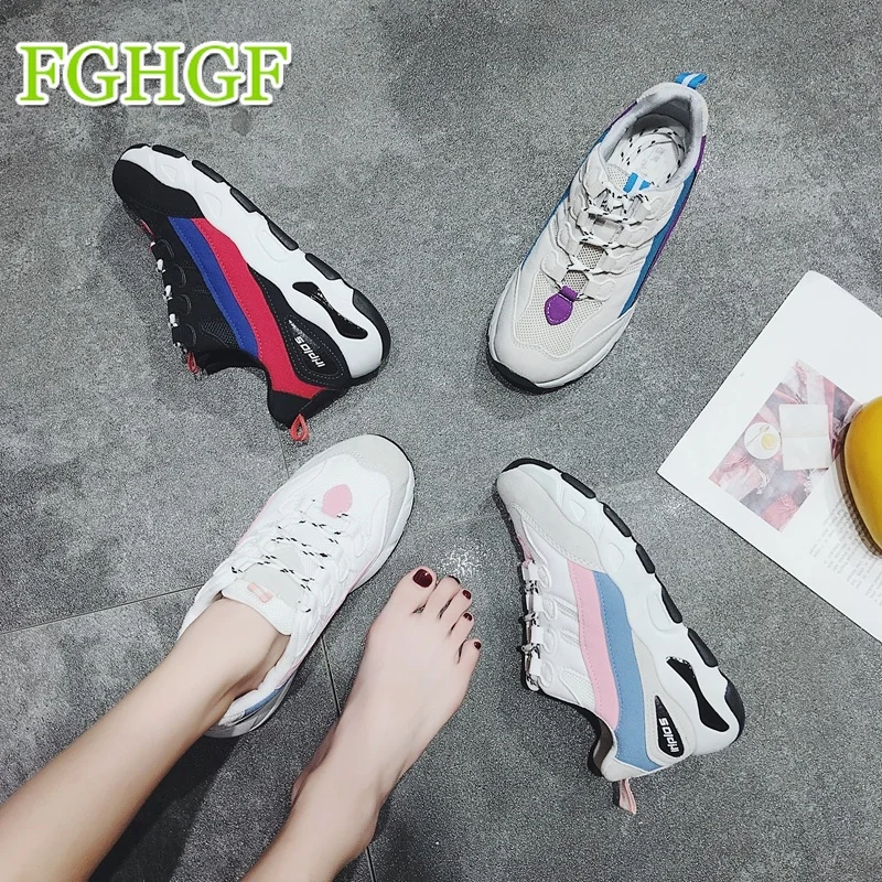 2018 новые ботинки на платформе спортивная обувь Для женщин кроссовки Удобная