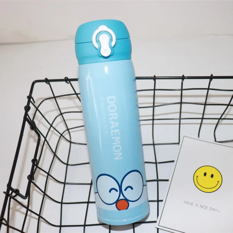 500 мл прекрасный мультфильм Doraemon Mood Expression вакуумная фляжка термос бутылка кофе детский термо бутылка для воды - Цвет: 2