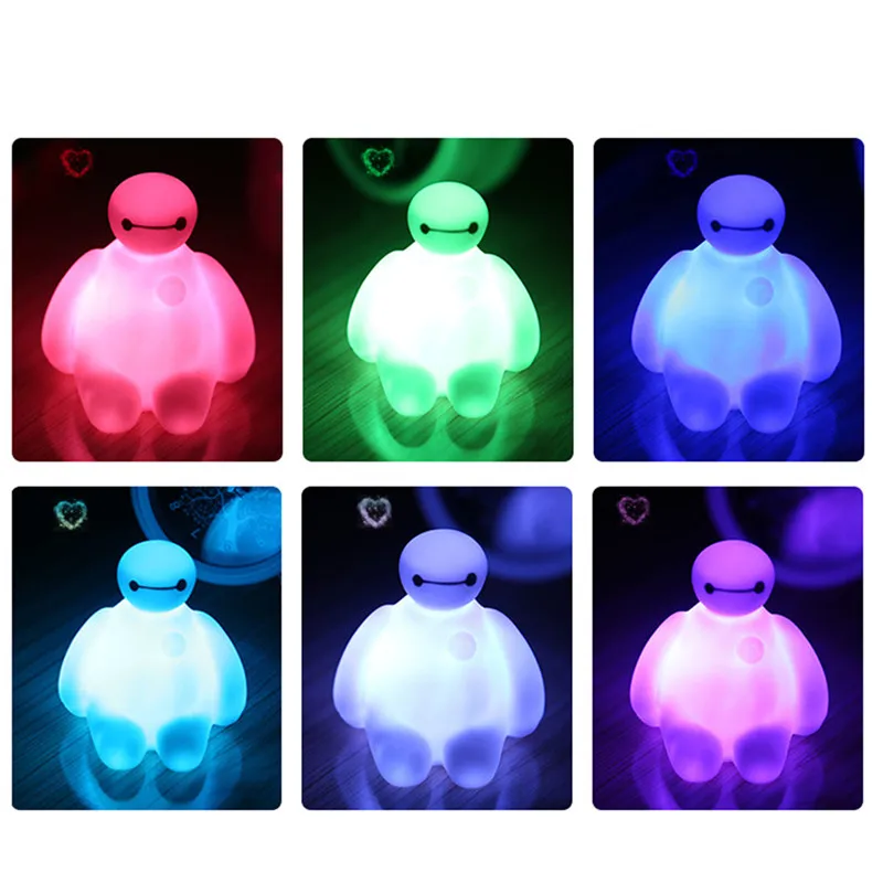 Креативный светодиодный ночник RGB детский мультяшный светильник бэймакс датчик