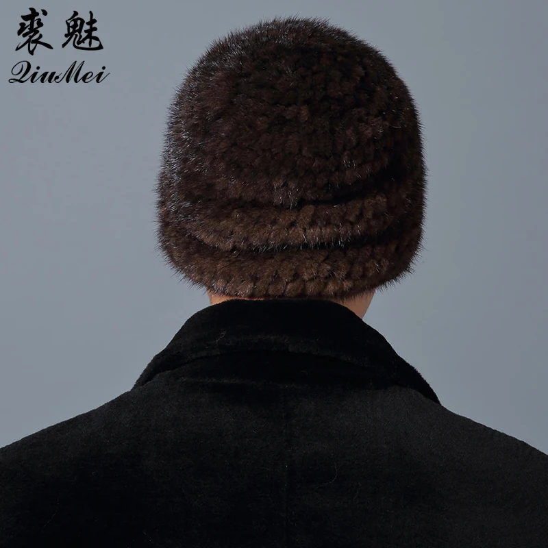 Russian Men Real Mink Fur Hats Winter Beanies Warm luxury Real Fur Caps Casual Male Fur Cap Winter Hats For Men Beanies