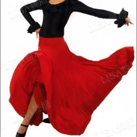 Новое платье для испанского фламенко юбки Для женщин девочек черный красный