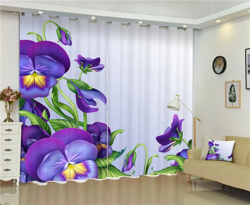 3 Затемненные оконные шторы с цветами и бабочками, Роскошные 3D шторы для гостиной, кровати, офиса, отеля, дома, настенный гобелен - Цвет: 3