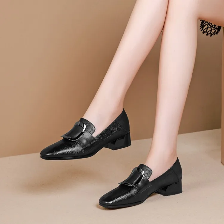 MLJUESE/женские туфли-лодочки из коровьей кожи Сезон осень-весна Черные женские