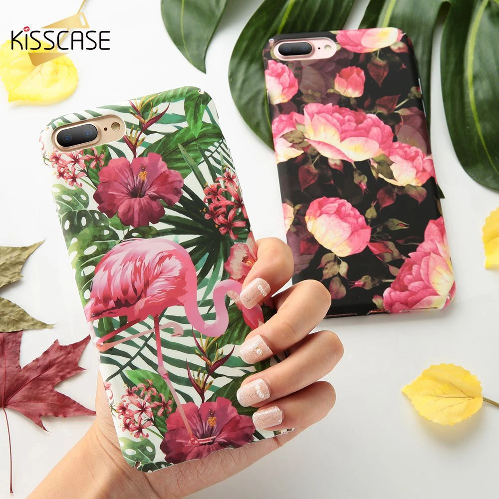 KISSCASE чехол с листьями для телефона iPhone 7 X XR XS MAX, жесткий чехол из PC с цветочным узором для 8 6 6S Plus, задняя крышка Fundas.