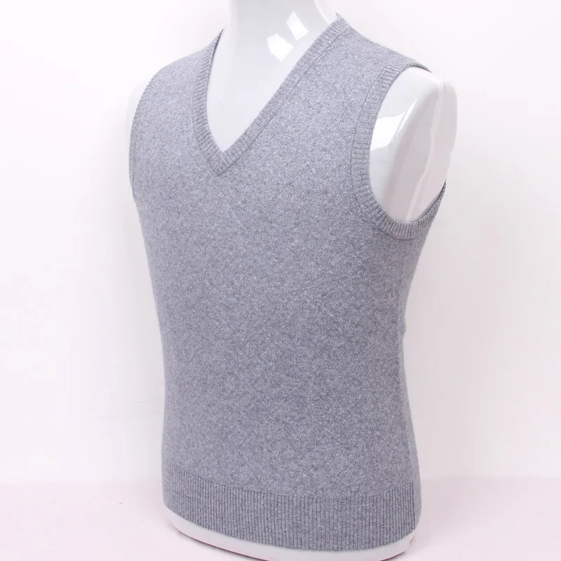 

100%goat cashmere men's vest sweater argyle plaid big size dad clothes red grey blue S/105-3XL/130