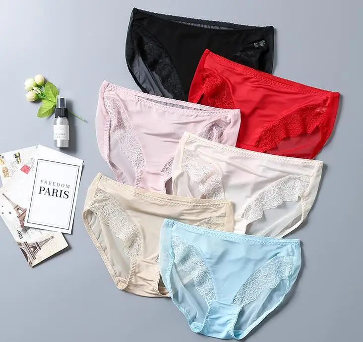 Женское нижнее белье прозрачные вязаные Трусы из 100% шелка 1 шт. Размеры M L XL