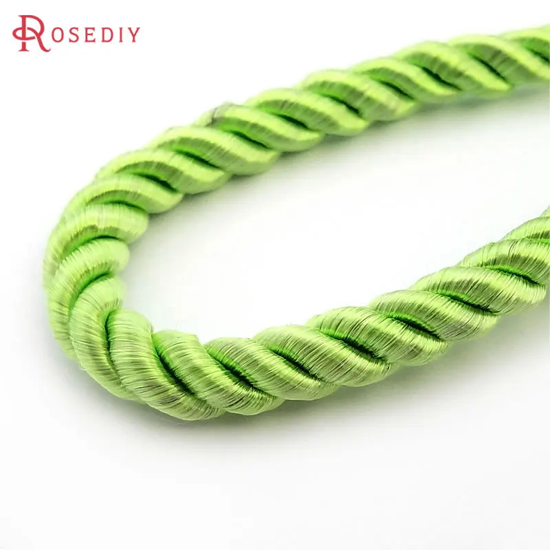 Light Green 5 метров диаметр 8 мм полиэстер три нити витых шнуров Diy ювелирные аксессуары-многоцветный опционально(FP1001 - Цвет: Light Green