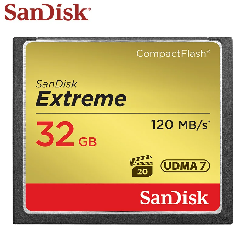 

Карта памяти SanDisk, CF-карта 32 Гб, 120 м/с, 4K Full HD