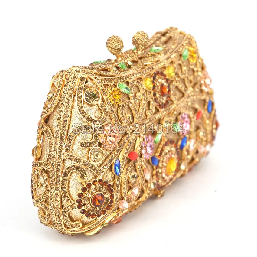 Женский клатч с блестящими кристаллами синий вечерний кошелек узором в виде